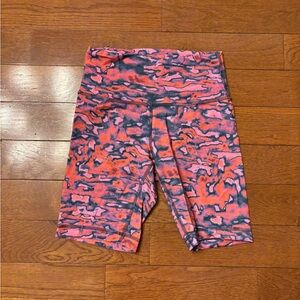 Lululemon Pink and Orange Patterned Biker Shorts